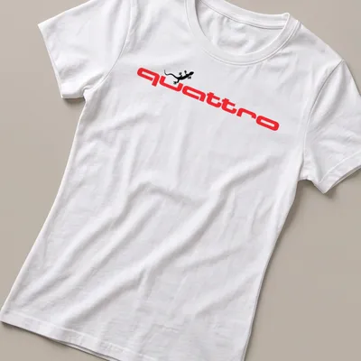 Bold graphic tee featuring a lizard and the word quattro in red and black — printed on a women's shirt