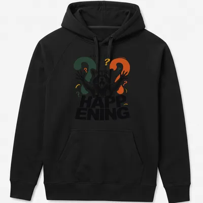 Retro t-shirt featuring a confused raccoon and the text 'WHAT IS EVEN HAPPENING' — printed on a unisex hoodie