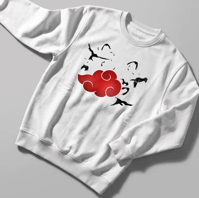 Stylized red cloud with black birds flying on a — printed on a unisex sweatshirt