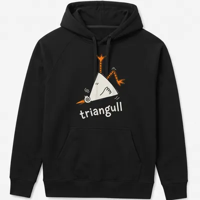 Cartoon seagull illustration with the pun "triangull" in orange and white — printed on a unisex hoodie
