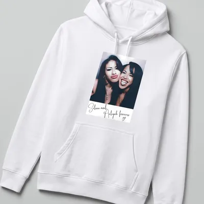 Vintage tribute t-shirt featuring Selena and Aaliyah with nostalgic text — printed on a unisex hoodie