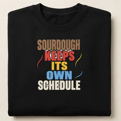 Bold retro design featuring sourdough bread with colorful text — printed on a unisex sweatshirt