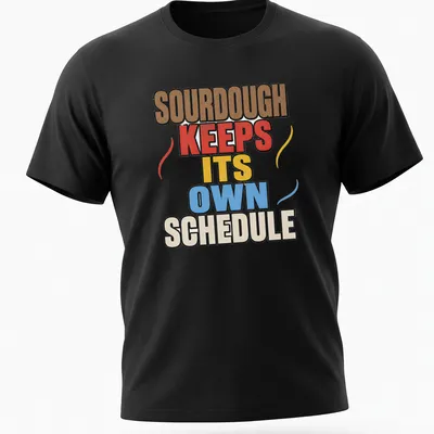 Bold retro design featuring sourdough bread with colorful text