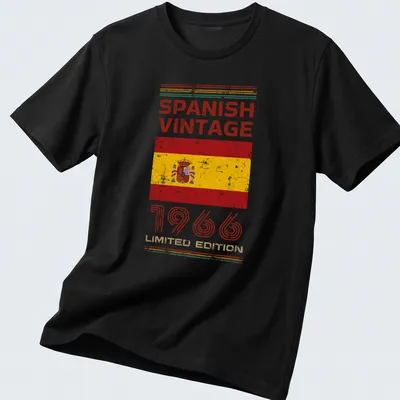Vintage distressed t-shirt featuring the Spanish flag and text about 1966 edition
