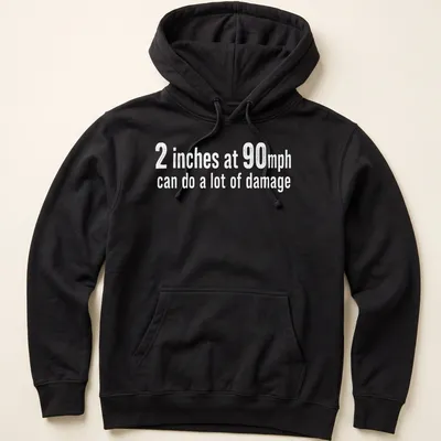 Bold typography t-shirt featuring humorous speed-related text — printed on a unisex hoodie