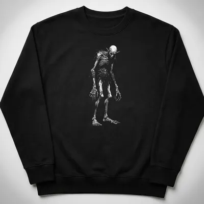 Sketch-style illustration of a graceful spirit creature in white and gray. — printed on a unisex sweatshirt
