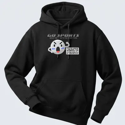 Kawaii sports fan excited face with text Move The Other Thing — printed on a unisex hoodie