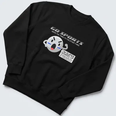 Kawaii sports fan excited face with text Move The Other Thing — printed on a unisex sweatshirt