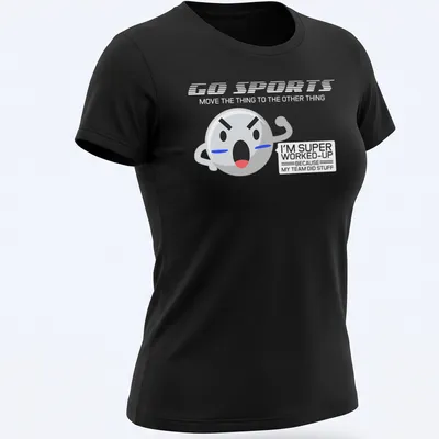 Kawaii sports fan excited face with text Move The Other Thing — printed on a women's shirt