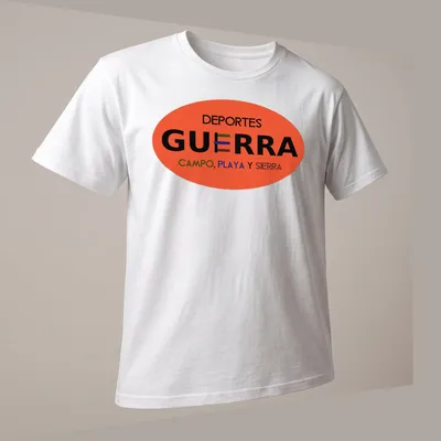 Bold typography shirt with vibrant colors celebrating various sports outdoor activities — printed on a unisex t-shirt (angled view)