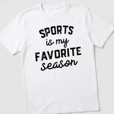 Bold vintage sports-themed t-shirt with black and white design
