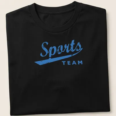 Distressed retro Sports Team t-shirt featuring blue and white colors with team text
