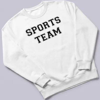 Bold block letters Sports Team t-shirt in black and white — printed on a unisex sweatshirt