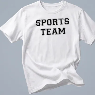 Bold block letters Sports Team t-shirt in black and white