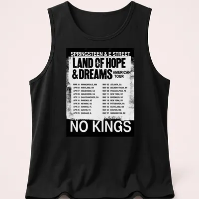 Vintage distressed t-shirt featuring Bruce Springsteen and E Street Band concert dates — printed on a tank top