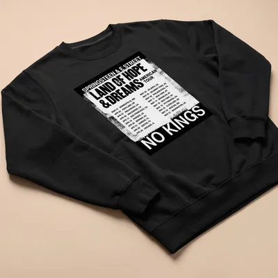 Vintage distressed t-shirt featuring Bruce Springsteen and E Street Band concert dates — printed on a unisex sweatshirt