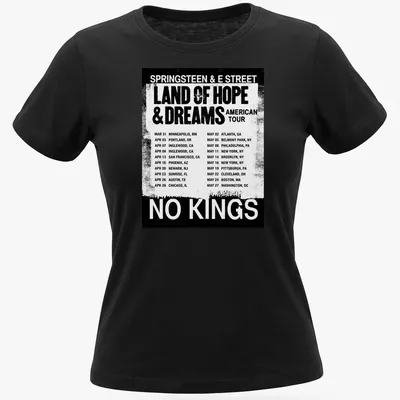 Vintage distressed t-shirt featuring Bruce Springsteen and E Street Band concert dates — printed on a women's shirt