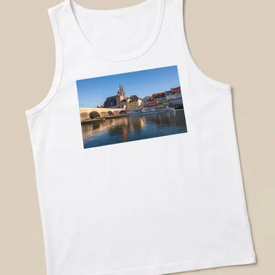 Photographic print of Stone Bridge and a river scene in Regensburg — printed on a tank top