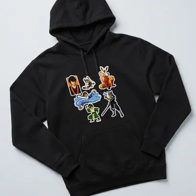 Anime-style shirt featuring Team Atla characters with vibrant elements — printed on a unisex hoodie