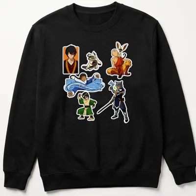 Anime-style shirt featuring Team Atla characters with vibrant elements — printed on a unisex sweatshirt