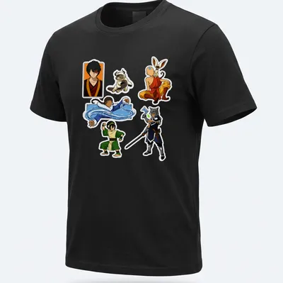 Anime-style shirt featuring Team Atla characters with vibrant elements