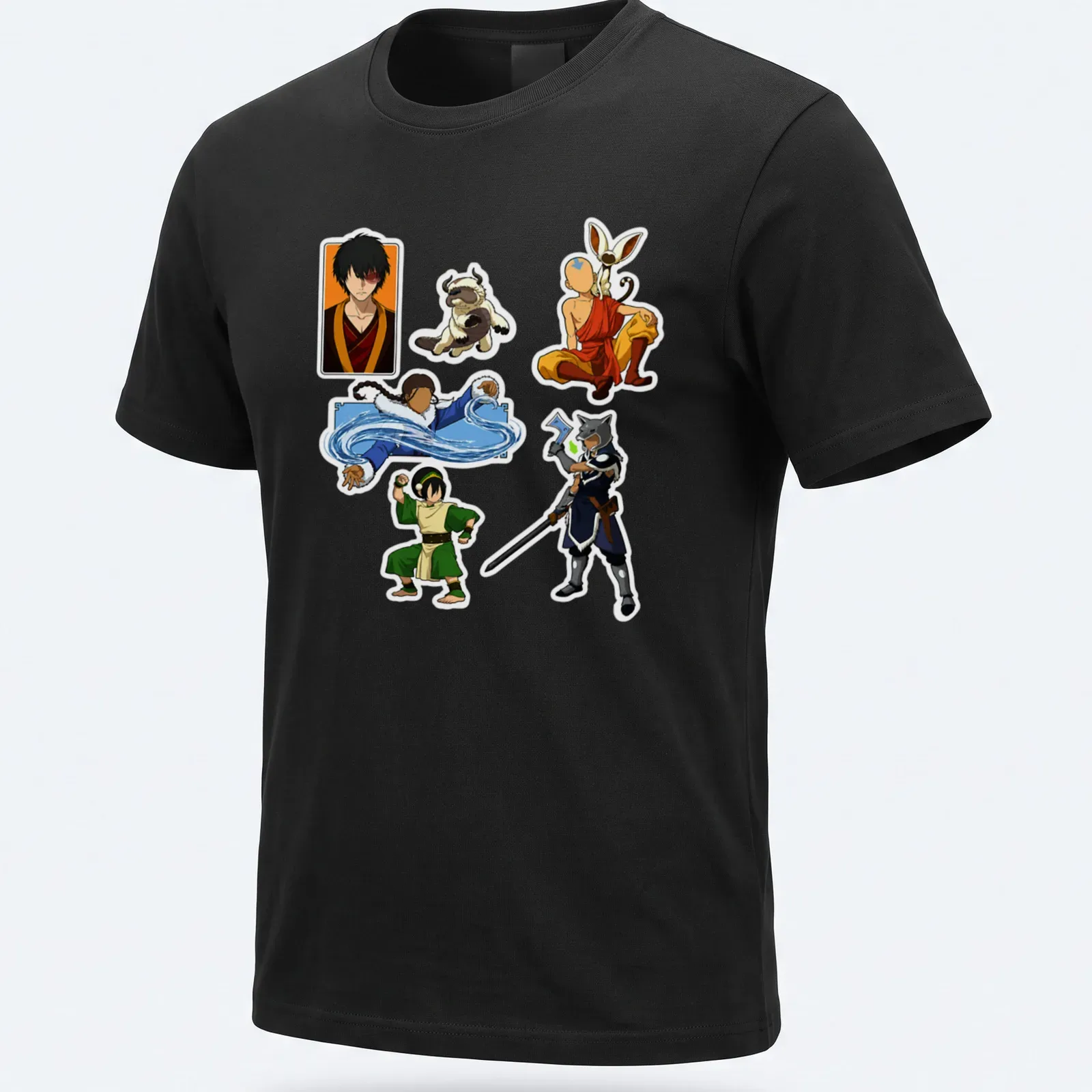 Anime-style shirt featuring Team Atla characters with vibrant elements — printed on a unisex t-shirt