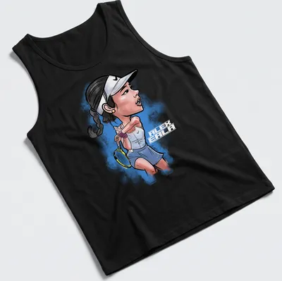 Cartoon illustration of tennis player Alba Eala in action on a — printed on a tank top