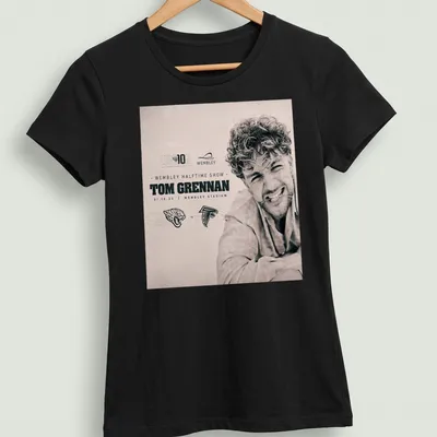 Vintage Tom Grennan Halftime Show shirt featuring concert details in black and white — printed on a women's shirt