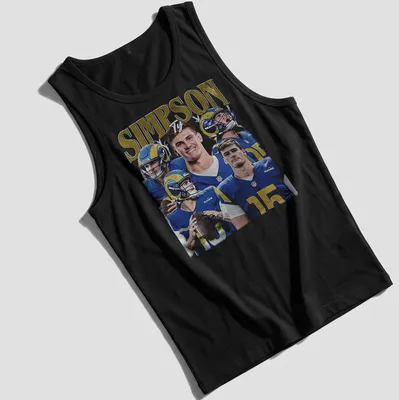 Vibrant graphic tee featuring Ty Simpson with bold team colors. — printed on a tank top