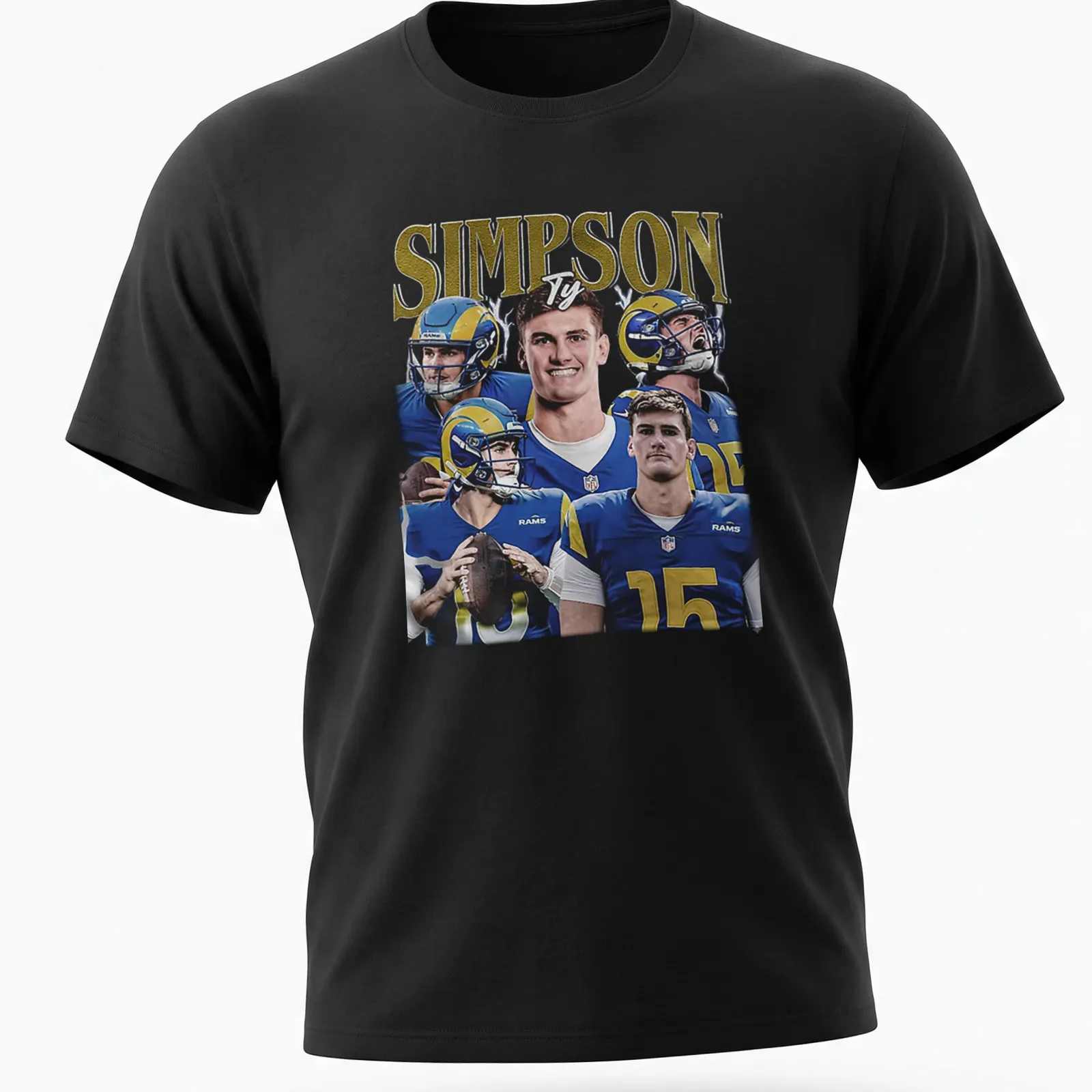 Vibrant graphic tee featuring Ty Simpson with bold team colors. — printed on a unisex t-shirt