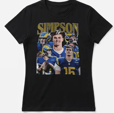 Vibrant graphic tee featuring Ty Simpson with bold team colors. — printed on a women's shirt