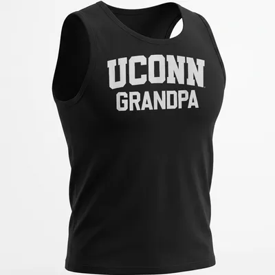 Bold collegiate UConn Grandpa t-shirt with white lettering — printed on a tank top