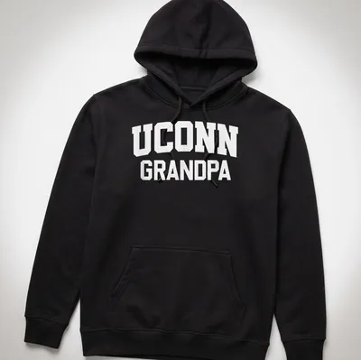 Bold collegiate UConn Grandpa t-shirt with white lettering — printed on a unisex hoodie