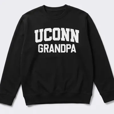 Bold collegiate UConn Grandpa t-shirt with white lettering — printed on a unisex sweatshirt