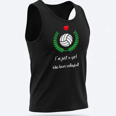 Kawaii volleyball with heart wreath design in red and green — printed on a tank top