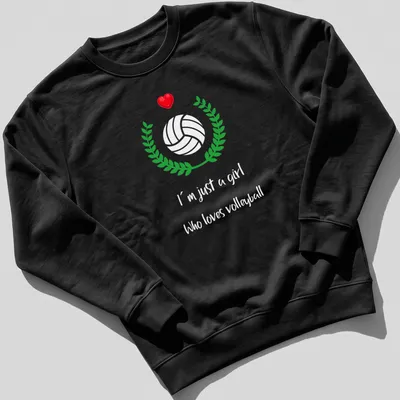 Kawaii volleyball with heart wreath design in red and green — printed on a unisex sweatshirt