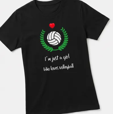 Kawaii volleyball with heart wreath design in red and green — printed on a women's shirt