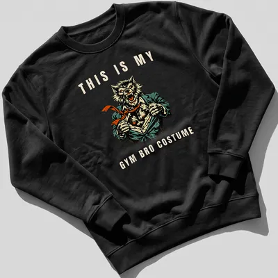 Vintage comic style tee featuring a muscular werewolf with gym-themed text — printed on a unisex sweatshirt