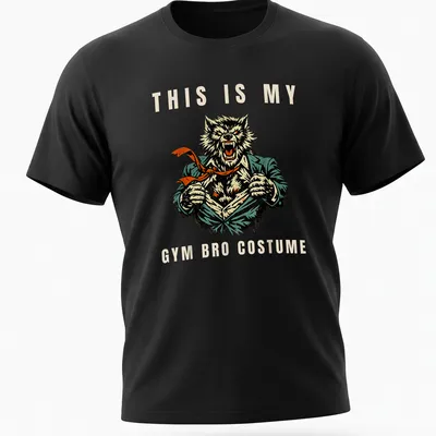 Vintage comic style tee featuring a muscular werewolf with gym-themed text